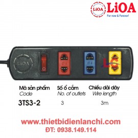 Ổ cắm kéo dài phổ thông LiOA 3TS3-2 (Đen)