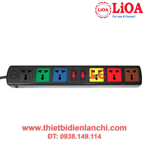 Ổ cắm kéo dài 6S LiOA 6S5 dây 5m x 2 (Đen)