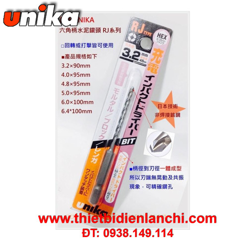 Mũi khoan UNIKA type RJ 3.2